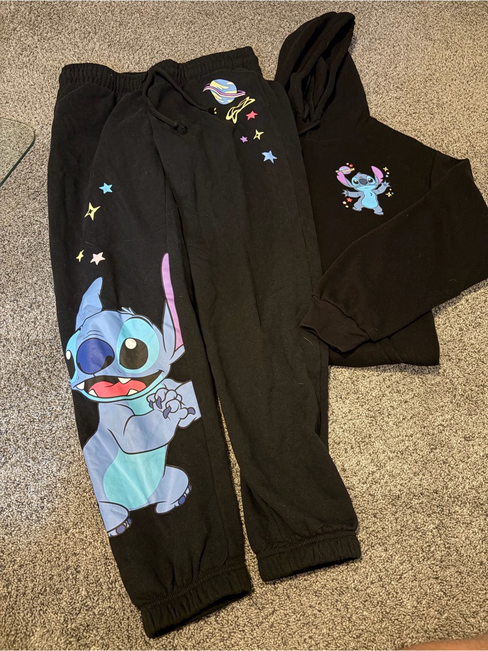 Disney Black Stitch Logo Hoodie - White Print